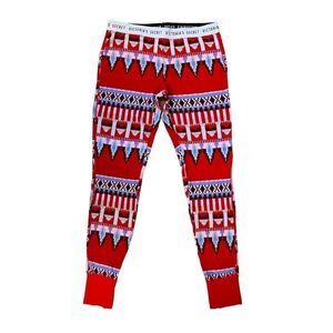 Victoria's Secret Red Holiday Fair Isle Hearts Thermal Pajama Pant